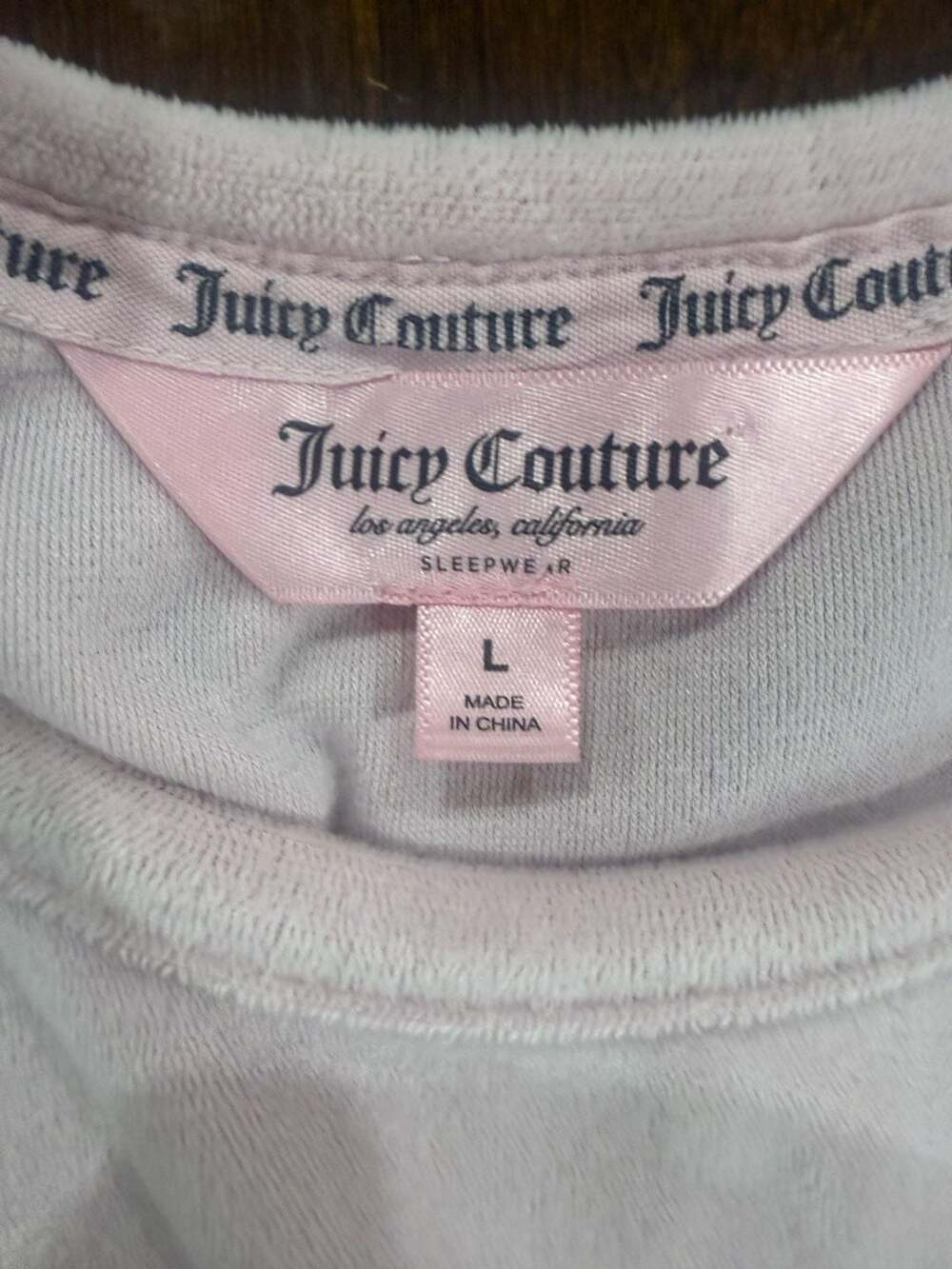 Juicy Couture Pink Velour Rhinestone Logo Tee Y2K Baby Pink Size Large - Picture 4 of 7